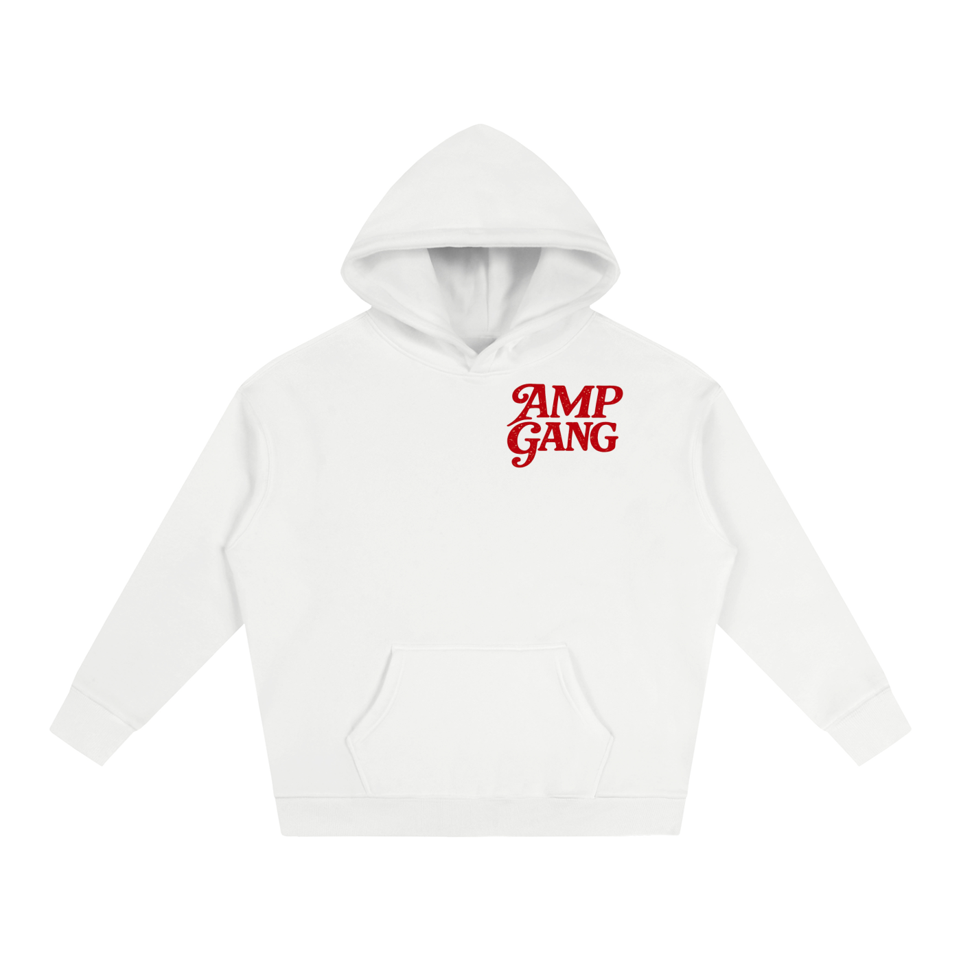 AMPGANG I KEEP 50K ON ME Oversize Fleeced Hoodie White Red