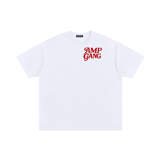 I KEEP 50K ON ME Oversized Cotton T-Shirt White Red