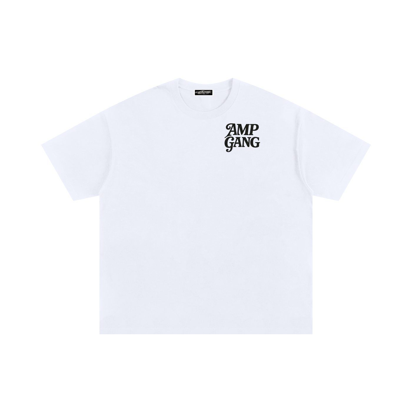 AMPGANG I KEEP 50K ON ME Oversized Cotton T-Shirt-White/Black